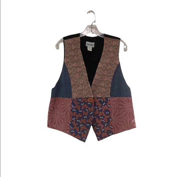 yasuko Other - Yasuko Silk Vest Butterflies Floral 1 Button Front Size M / L